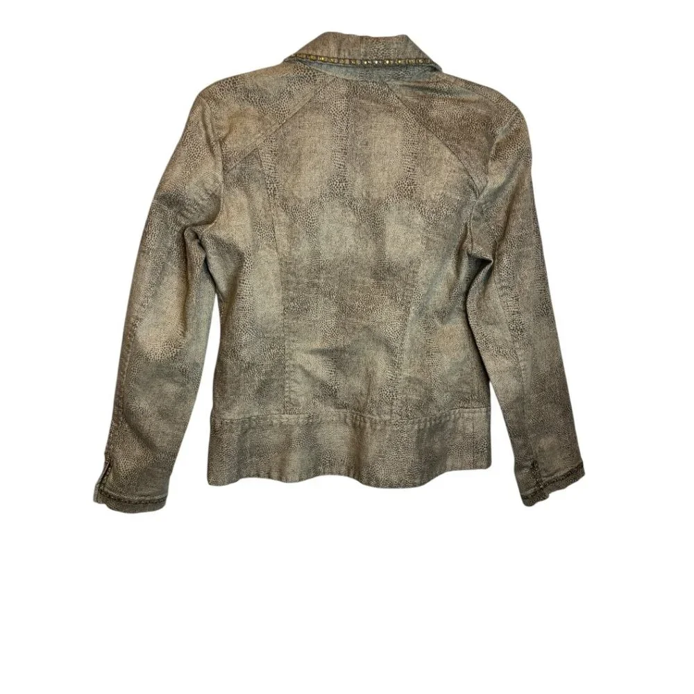 Chico's Jacket Women's Small Leopard Animal Denim Office‎ Chicos 0